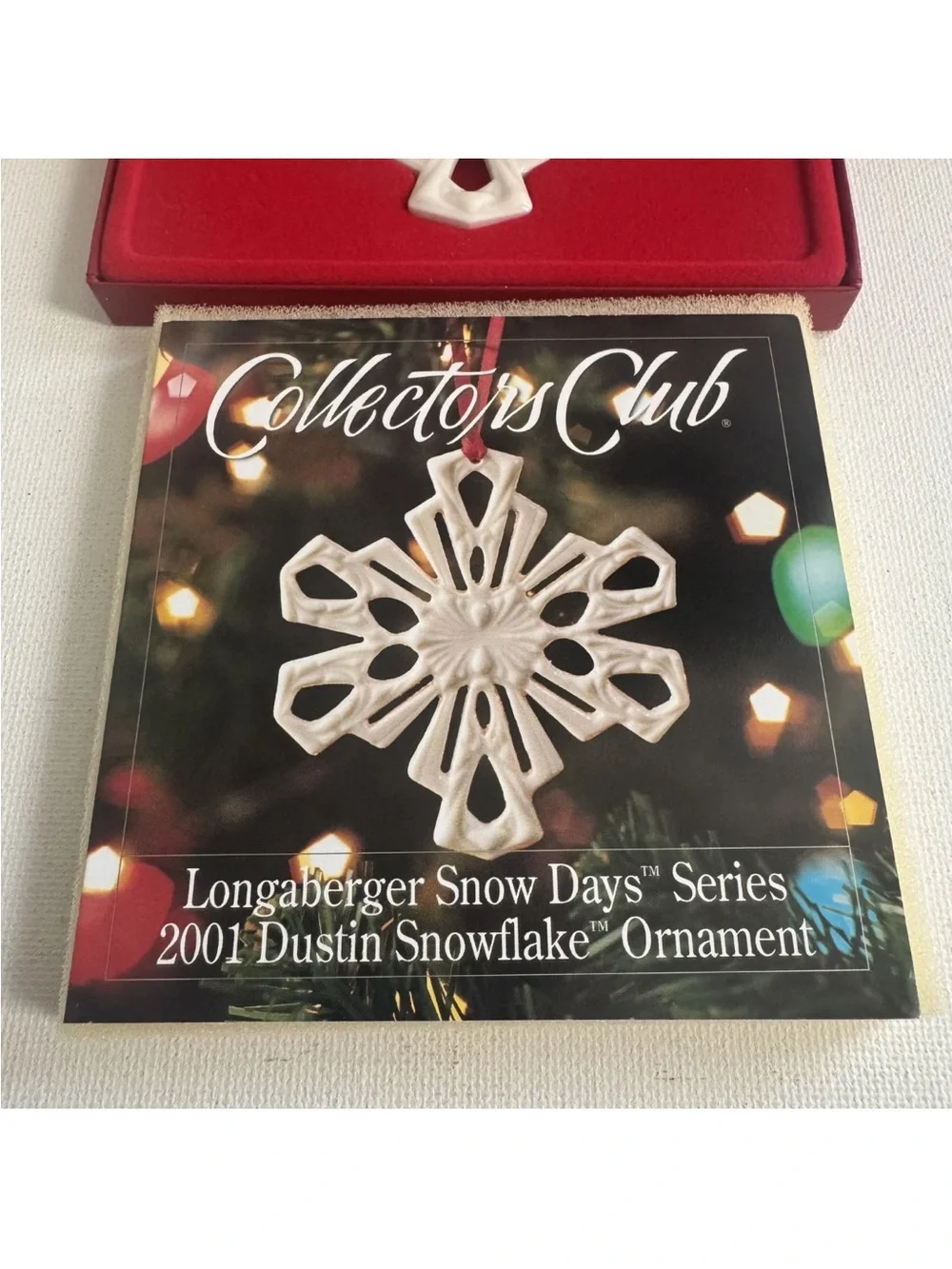 Longaberger Snow Days by Dustin 2001 Snowflake Ceramic Christmas Ornament White